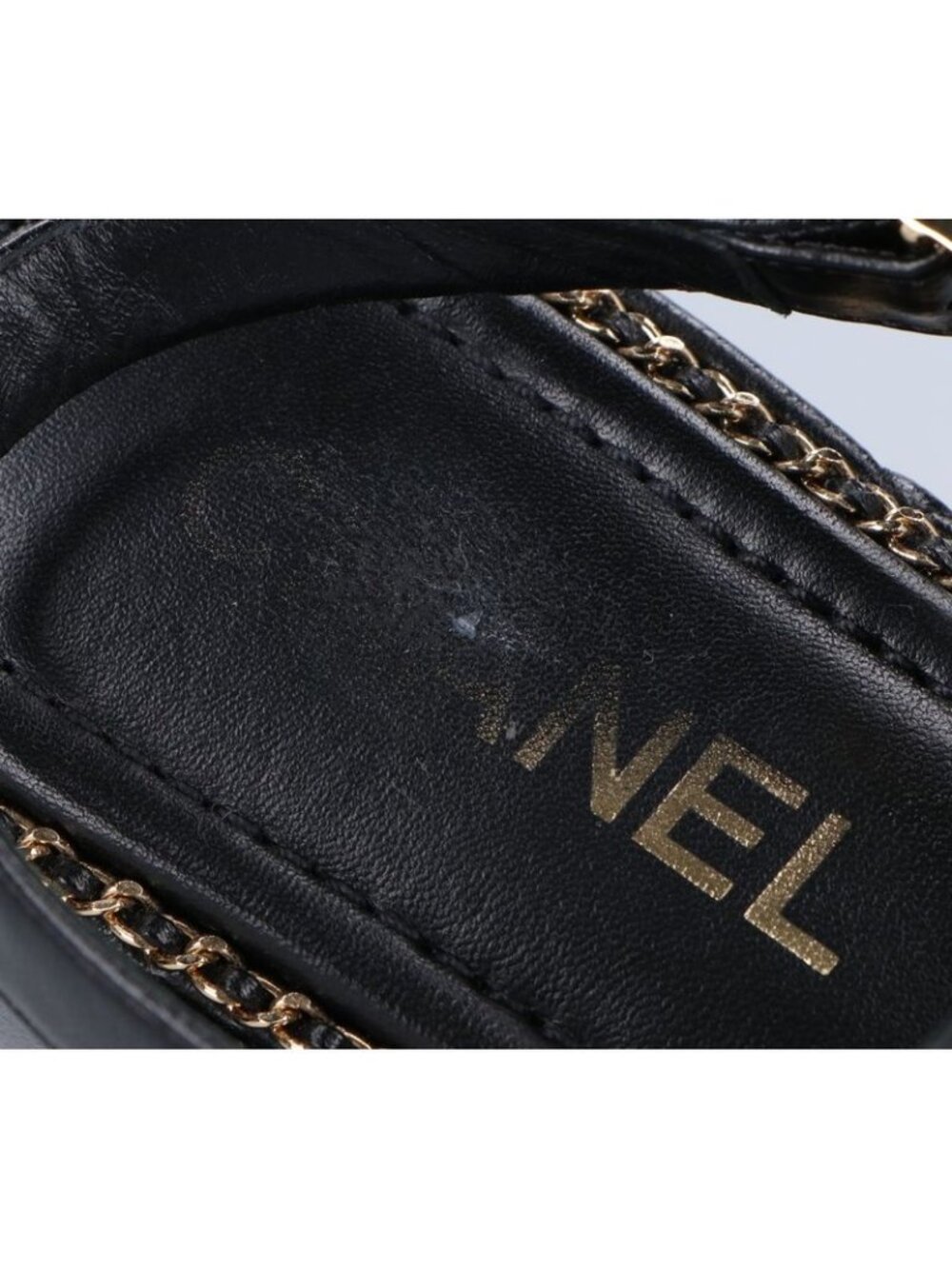 Chanel CC Logo Quilted Chain Platform Sandals 37 1 2C - Picture 9 of 12
